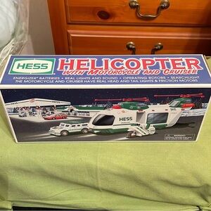 Hess 2001 Helicopter with Motorcycle and Cruiser